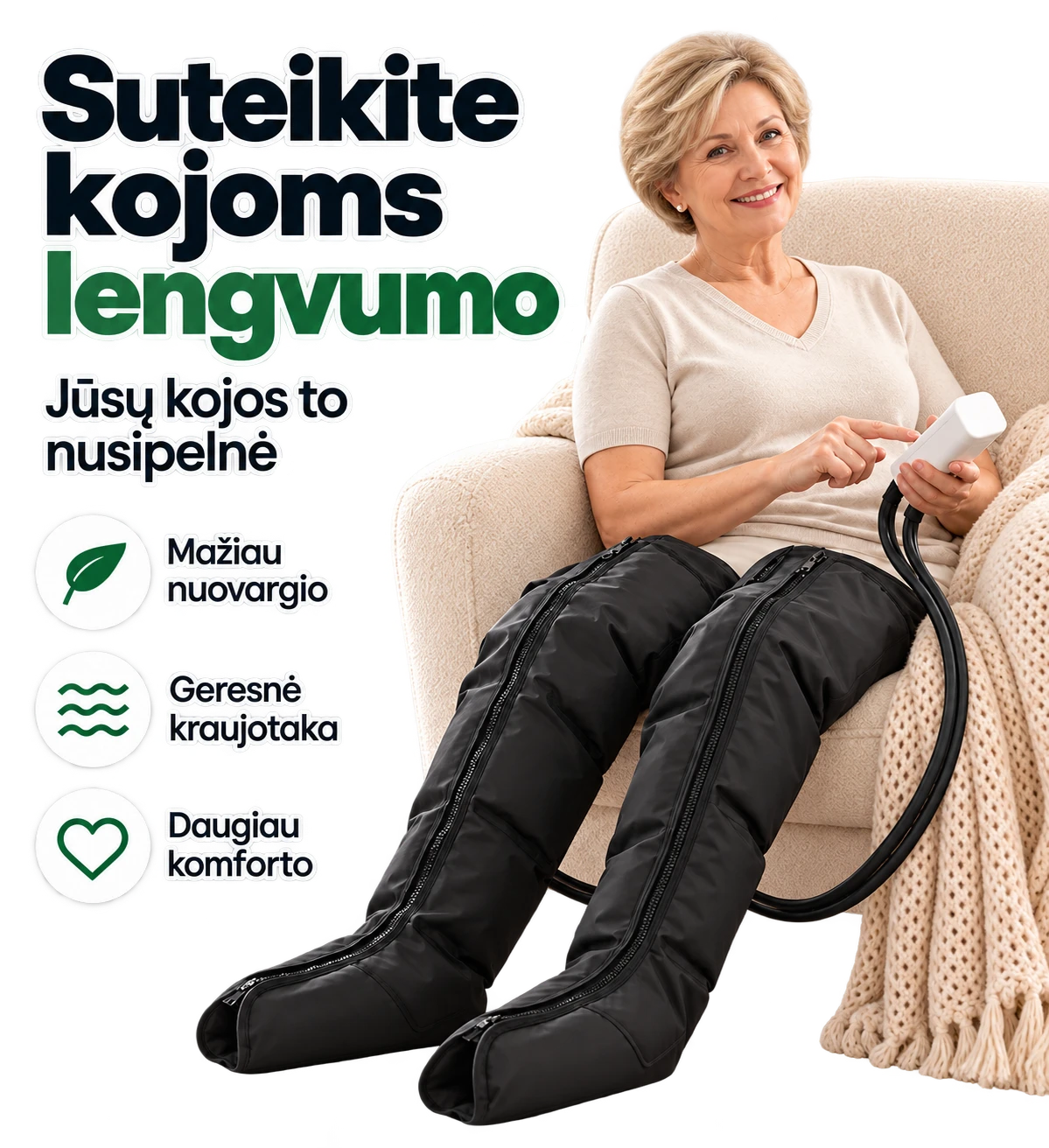 Oro kompresinis kojų masažuoklis